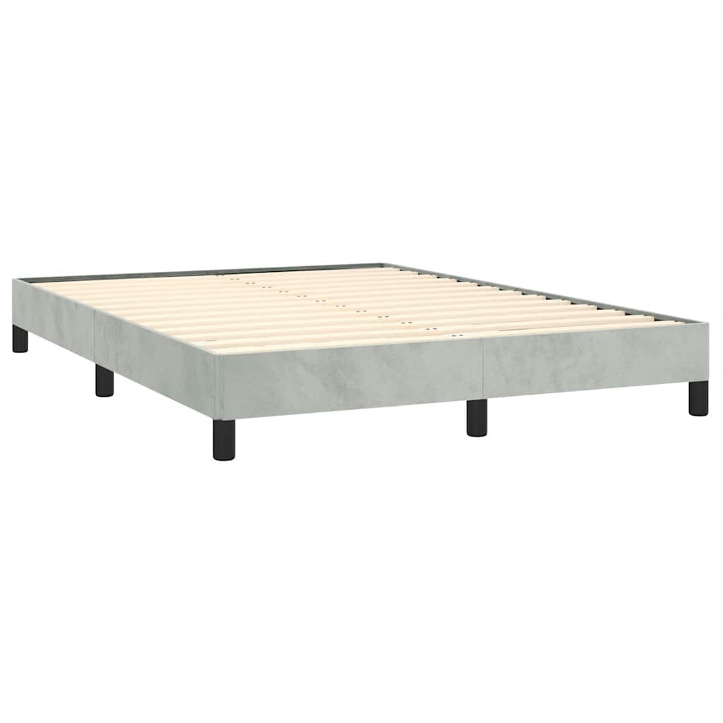 Estrutura de cama sem colchão, cinza claro, 137x190 cm, veludo tamanho casal