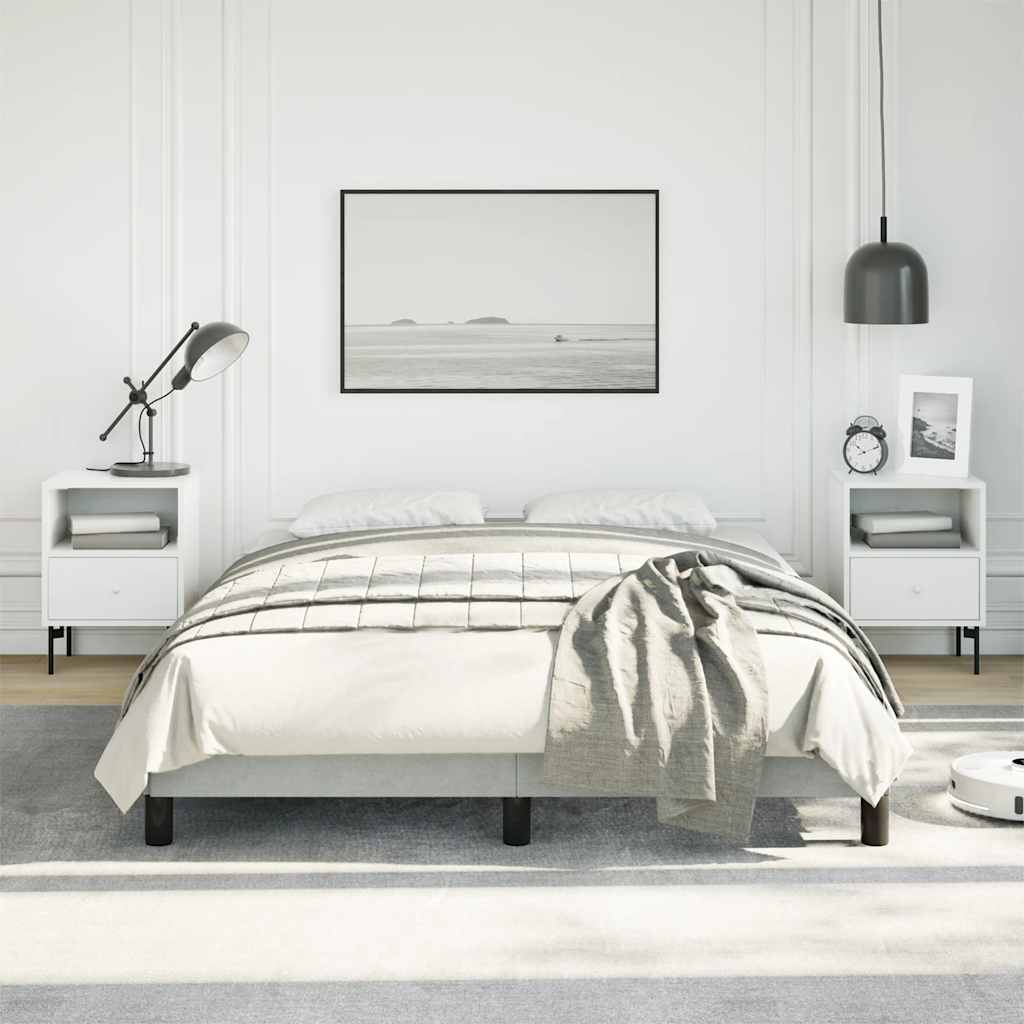 Estrutura de cama sem colchão, cinza claro, 137x190 cm, veludo tamanho casal