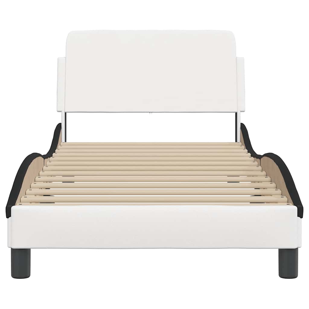 Estrutura de cama dover couro artificial branco e preto