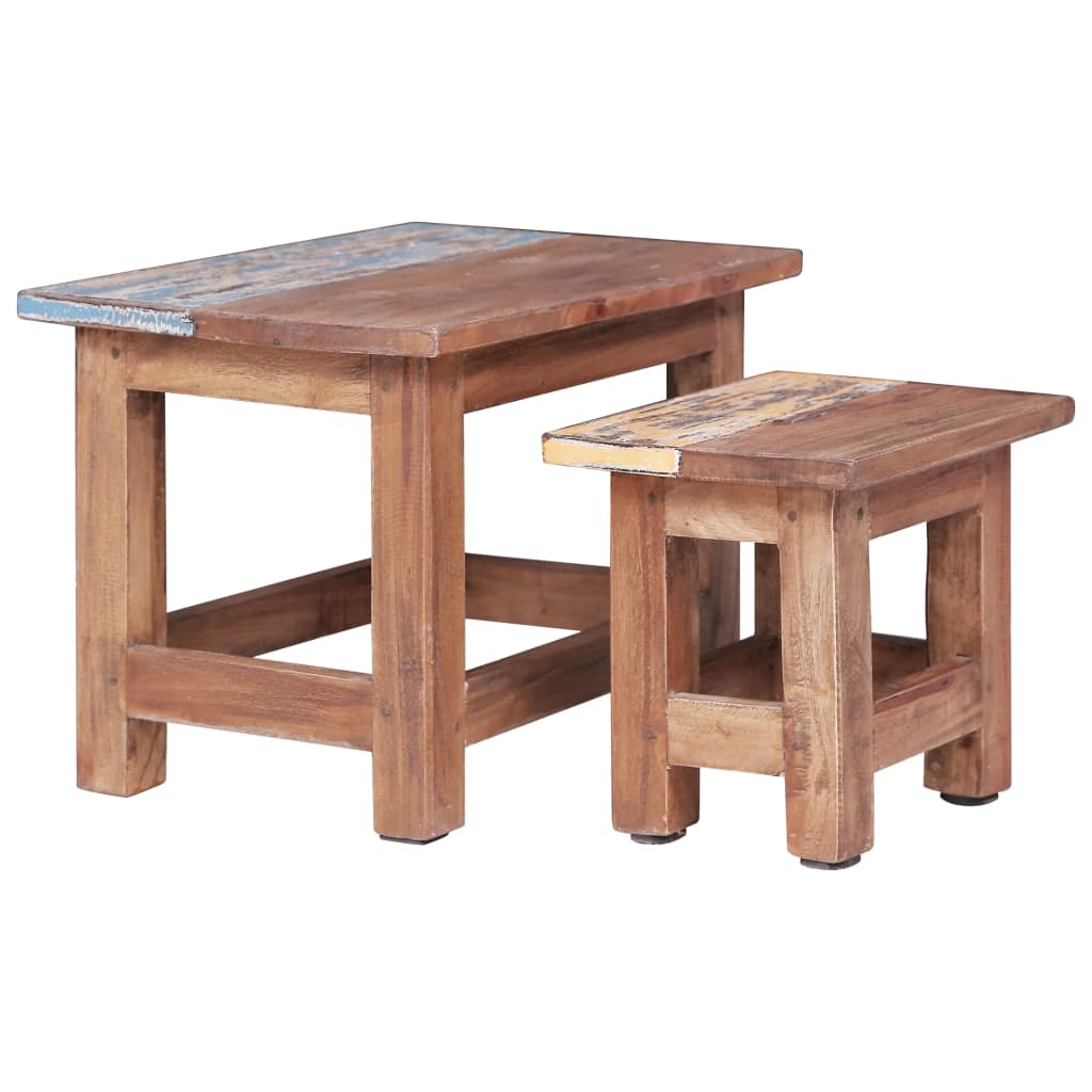 Mesas de encastrar 2 pcs madeira de mogno maciça