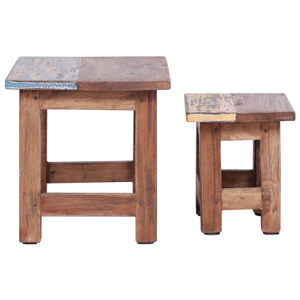 Mesas de encastrar 2 pcs madeira de mogno maciça