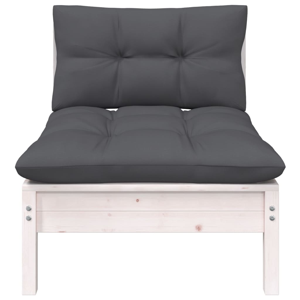 7 Pcs conjunto lounge de jardim c/ almofadões pinho maciço