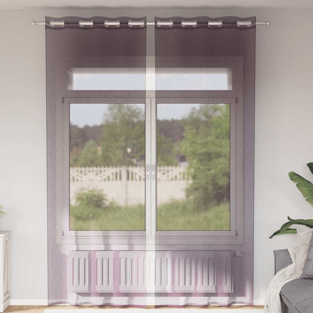 Cortinas de voile com ilhós 2 pcs roxo 140x300 cm