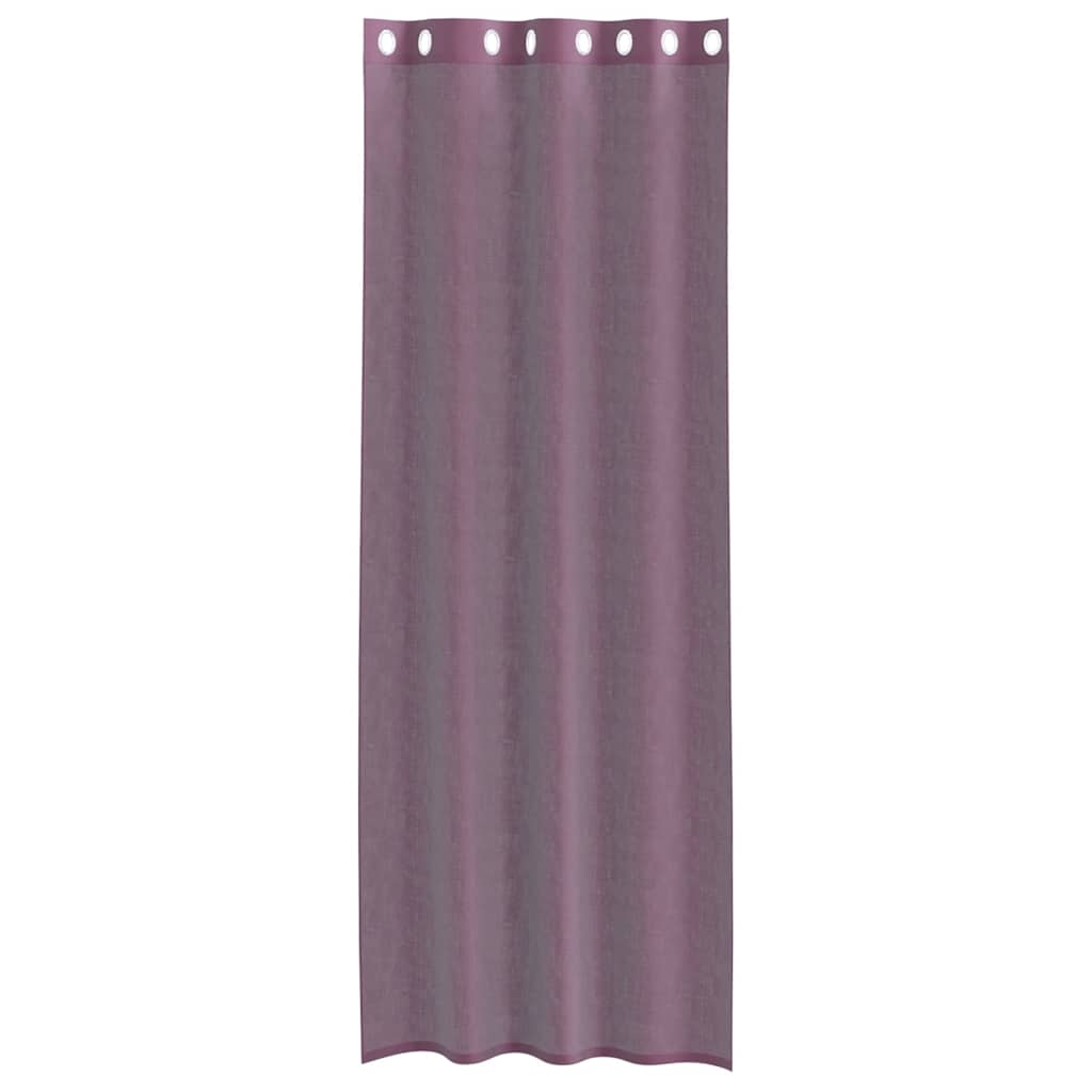 Cortinas de voile com ilhós 2 pcs roxo 140x300 cm