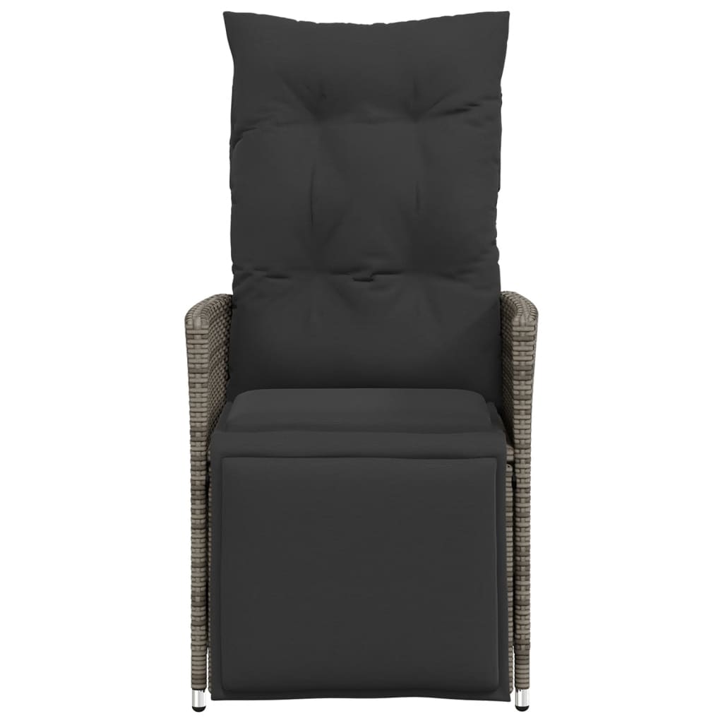 Cadeiras jardim reclináveis 2 pcs c/ almofadões vime PE cinza