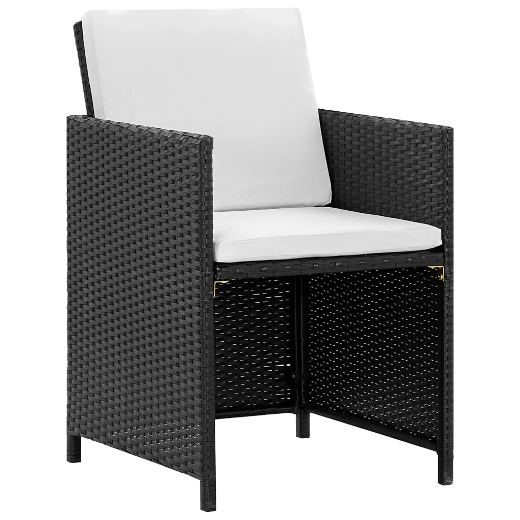 11 Pcs conjunto jantar exterior com almofadões vime PE preto