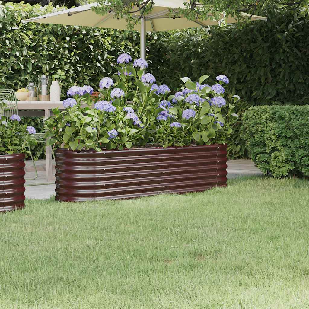 Canteiro elevado jardim 152x40x36cm aço galvanizado castanho
