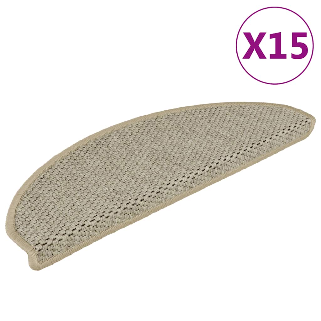 Tapetes escada adesivos aspeto sisal 15 pcs verde-claro