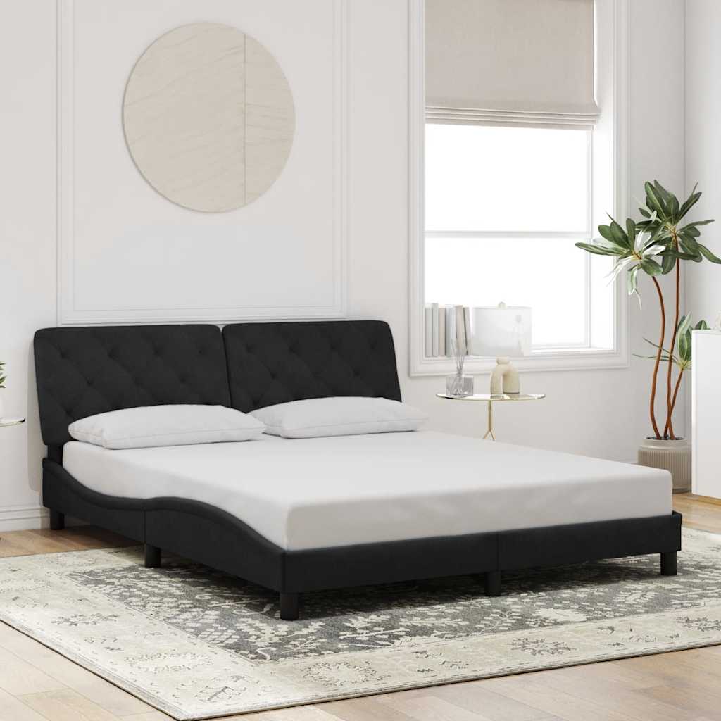Estrutura de cama sem colchão 160x200 cm veludo preto