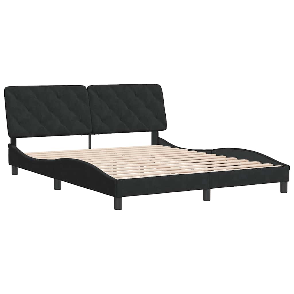 Estrutura de cama sem colchão 160x200 cm veludo preto