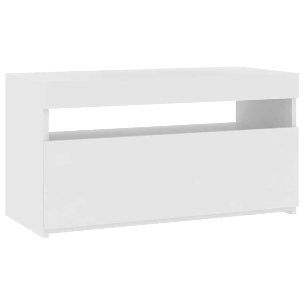 Móvel de TV com luzes LED 75x35x40 cm branco brilhante
