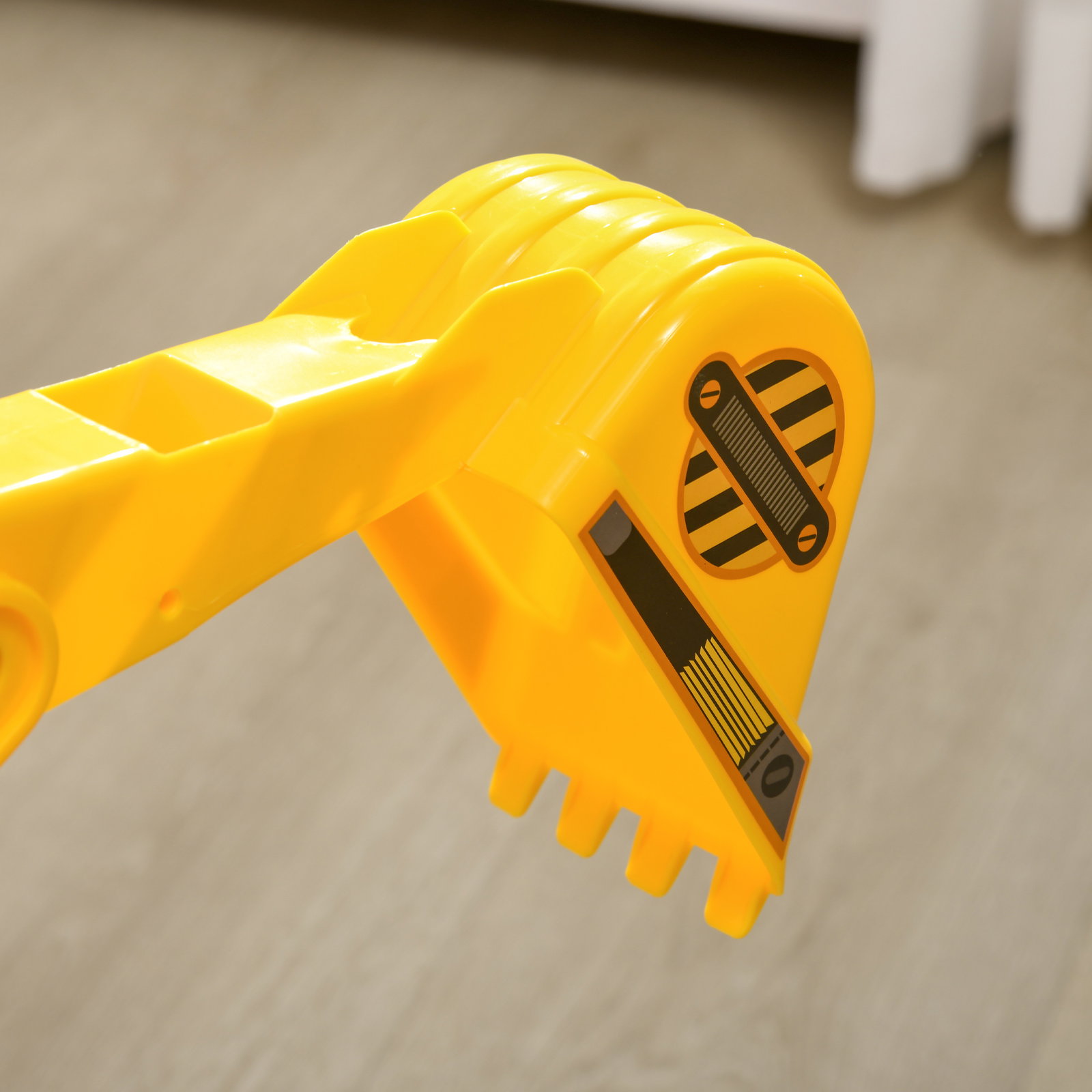 Escavadora sem pedais com braço móvil carro andador com assento de armazenamento pá dianteira e buzina 78x24x58,5 cm amarelo