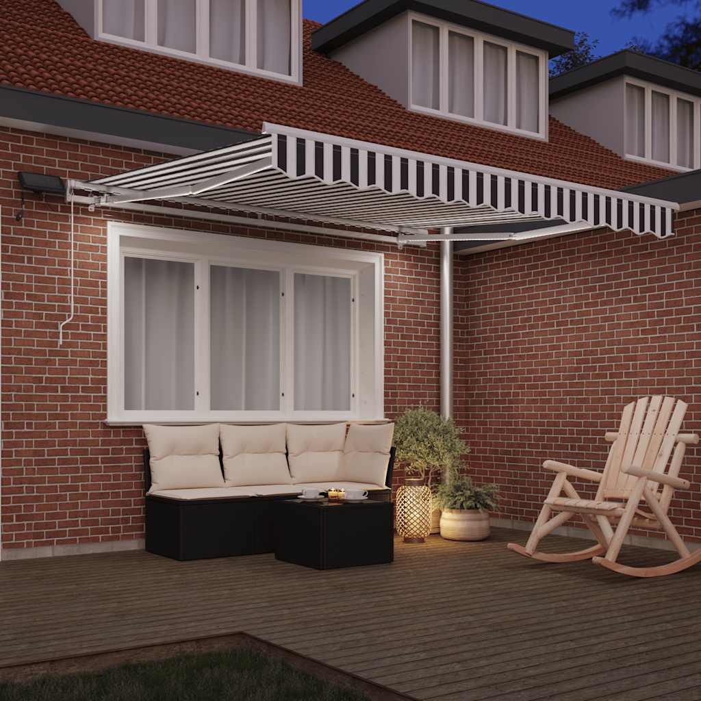 Toldo retrátil manual com luzes LED 300x250 cm antracite/branco