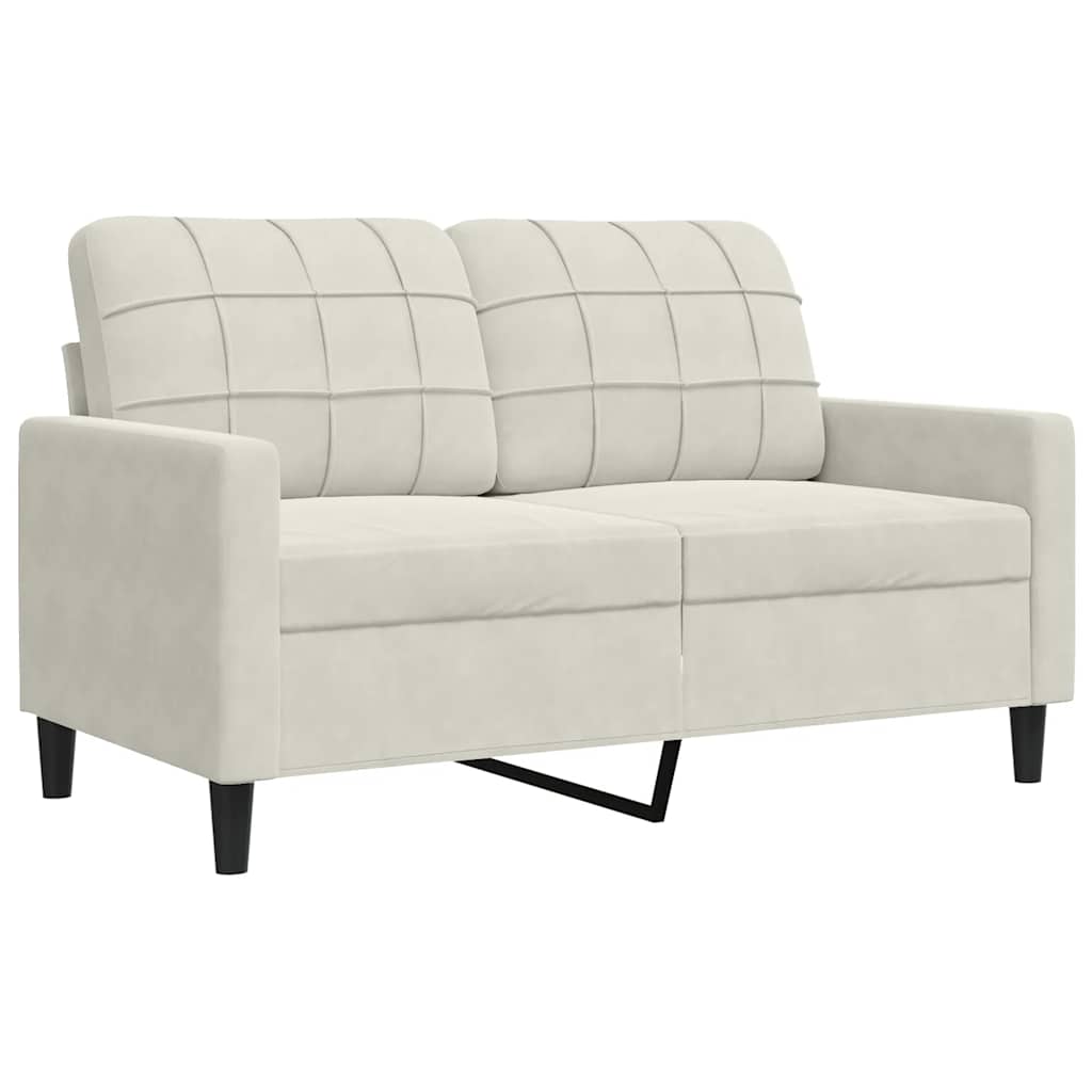2 Pcs conjunto de sofás com almofadões veludo cor creme