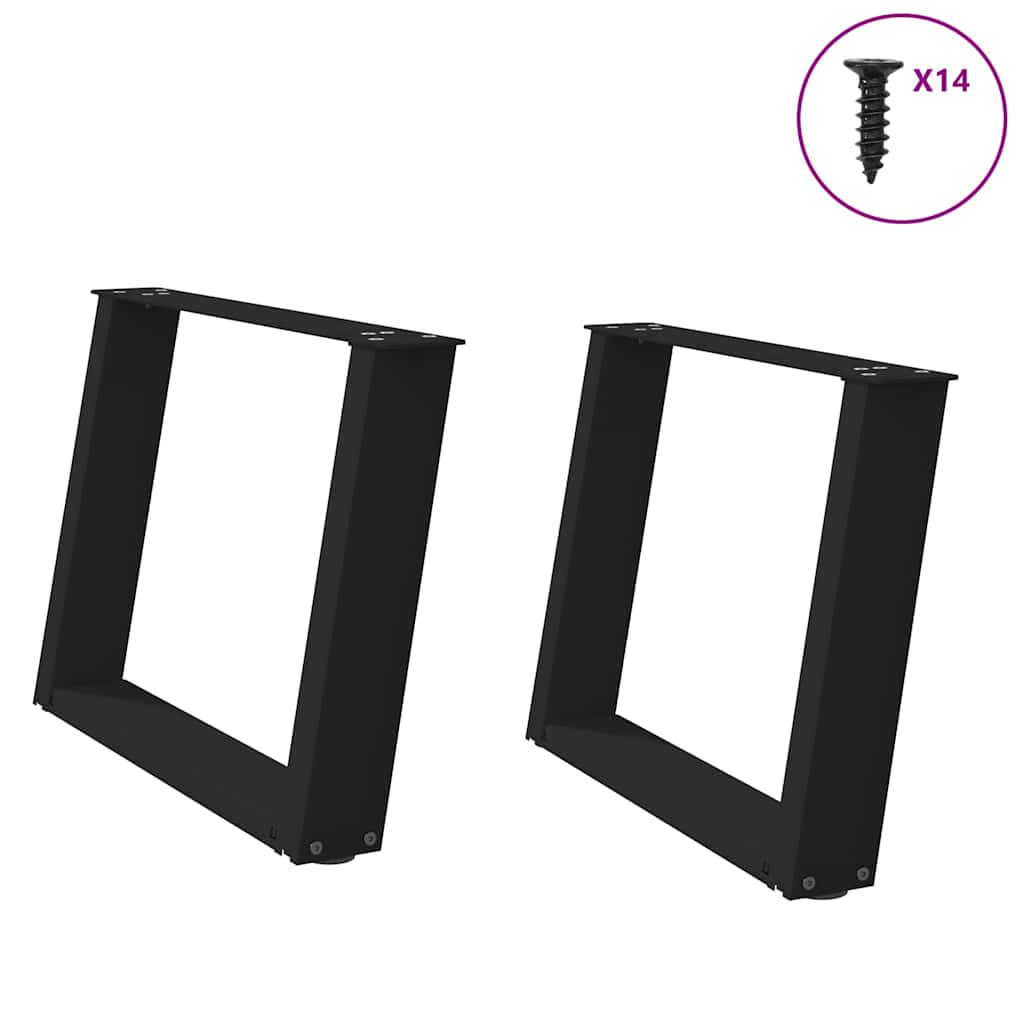 Pés para mesa de centro em formato de u, 2 peças, preto, 70x (42-43) cm, aço