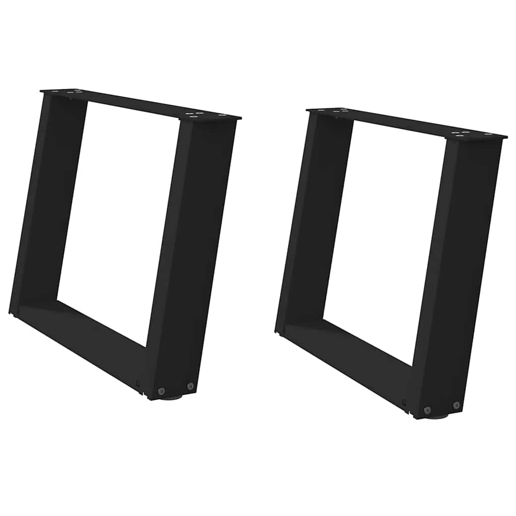 Pés para mesa de centro em formato de u, 2 peças, preto, 70x (42-43) cm, aço