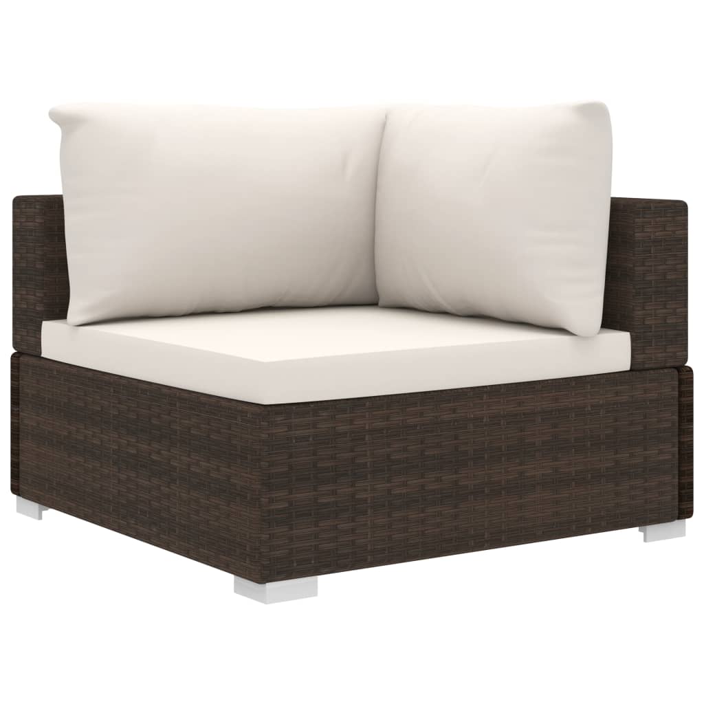 10 Pcs conjunto lounge jardim c/ almofadões vime PE castanho