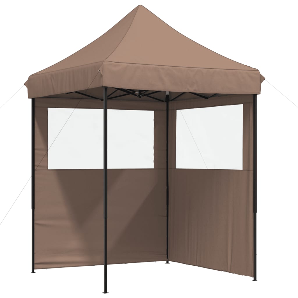 Tenda p/ festas pop-up dobrável com 2 paredes laterais castanho