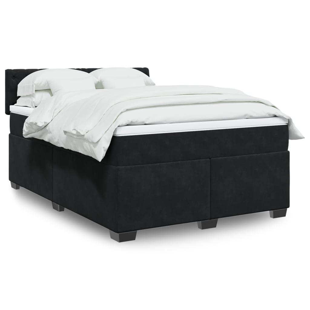 Cama com molas/colchão 140x190 cm veludo preto
