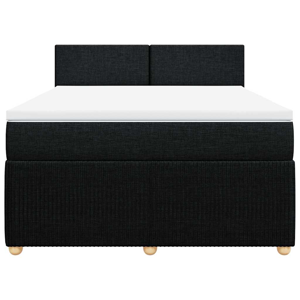 Cama com molas/colchão 140x190 cm tecido preto