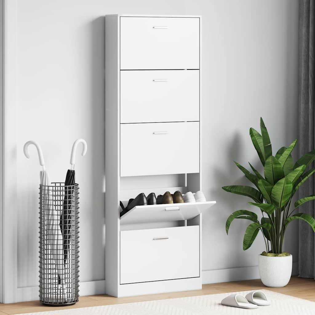 Sapateira com 5 compartimentos em madeira branco