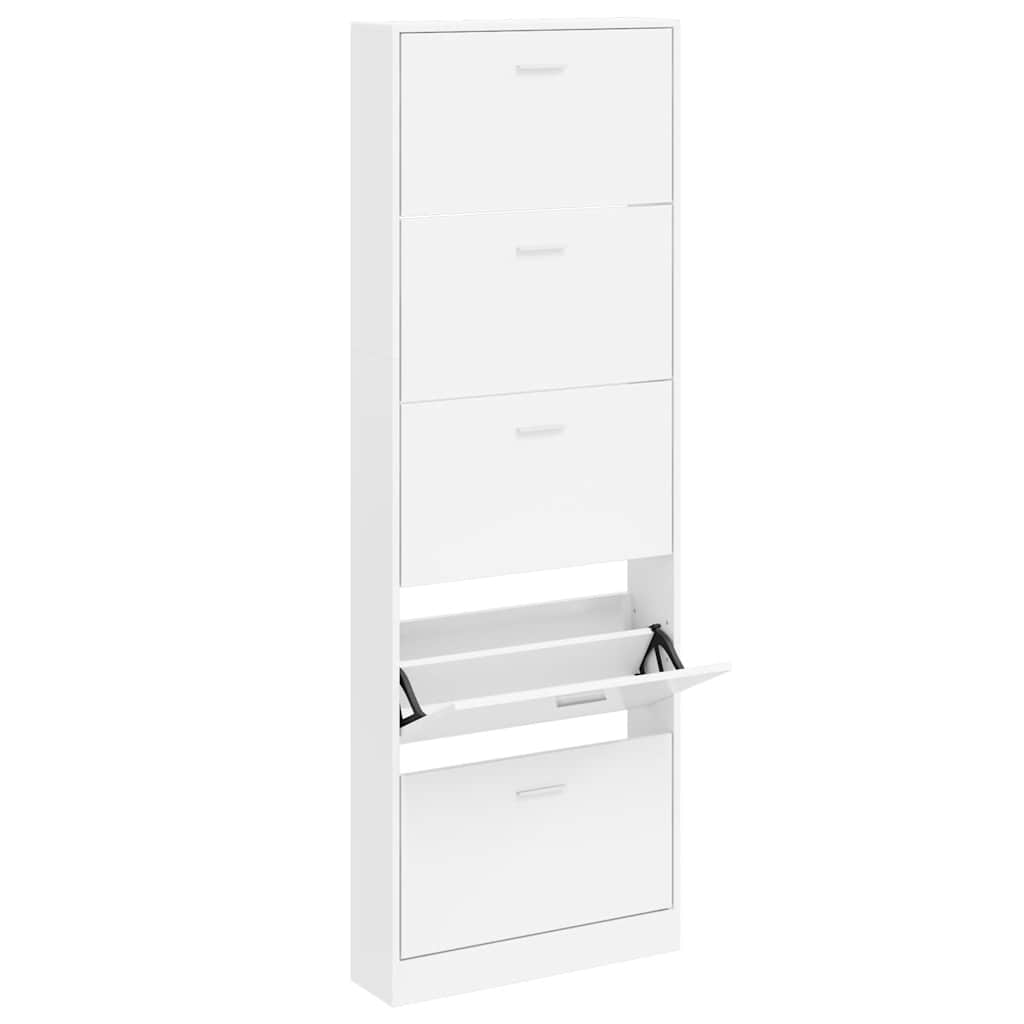 Sapateira com 5 compartimentos em madeira branco
