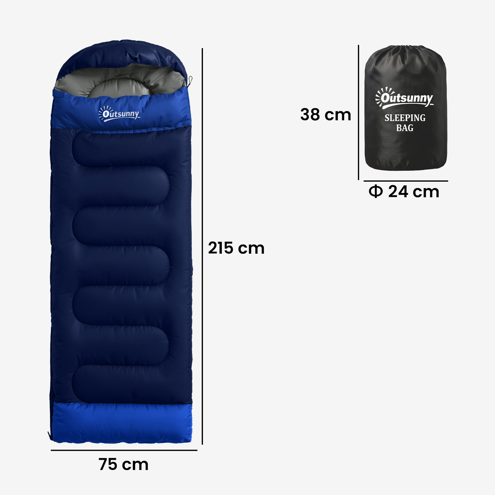 Saco-cama para adulto leve e compacto para 3 estações impermeável portátil tamanho pequeno para acampar azul-marinho