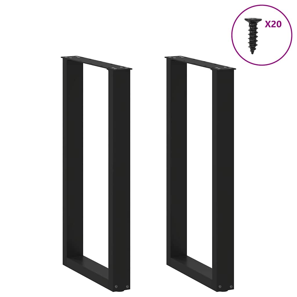 Pés de mesa de bar em forma de u, 2 peças, preto, 40x(90-91) cm, aço