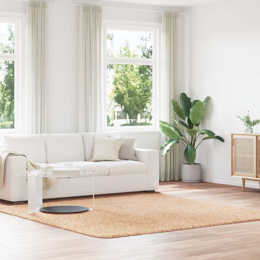 Tapete shaggy de pelo alto navarra 240x240 cm poliéster bege