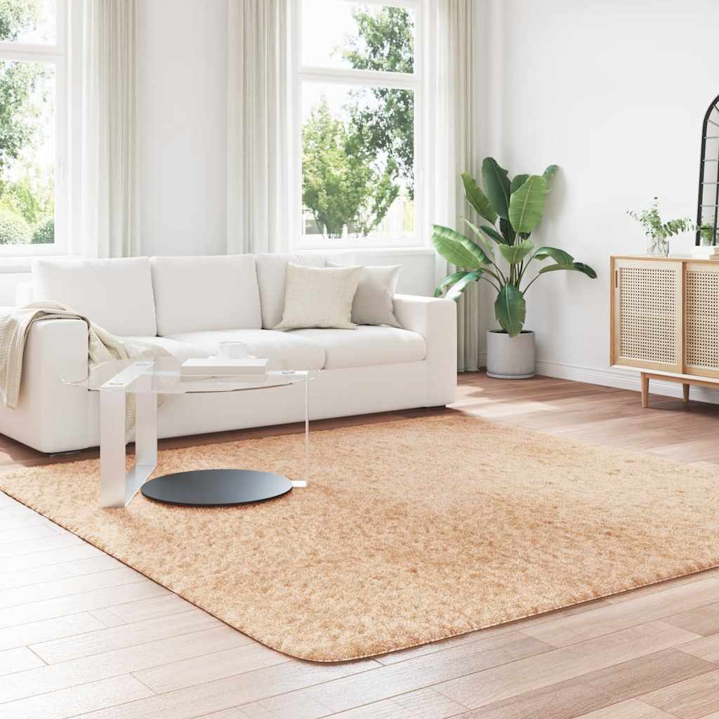 Tapete shaggy de pelo alto navarra 240x240 cm poliéster bege