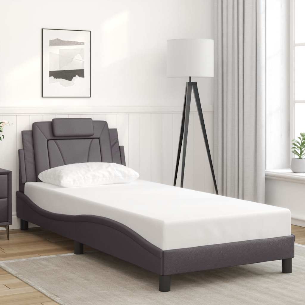 Estrutura de cama viana sem colchão couro artificial 80x200 cm cinzento
