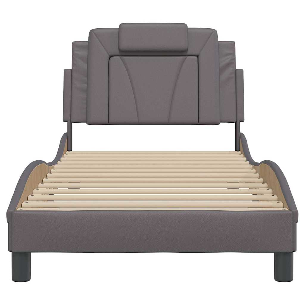 Estrutura de cama viana sem colchão couro artificial 80x200 cm cinzento