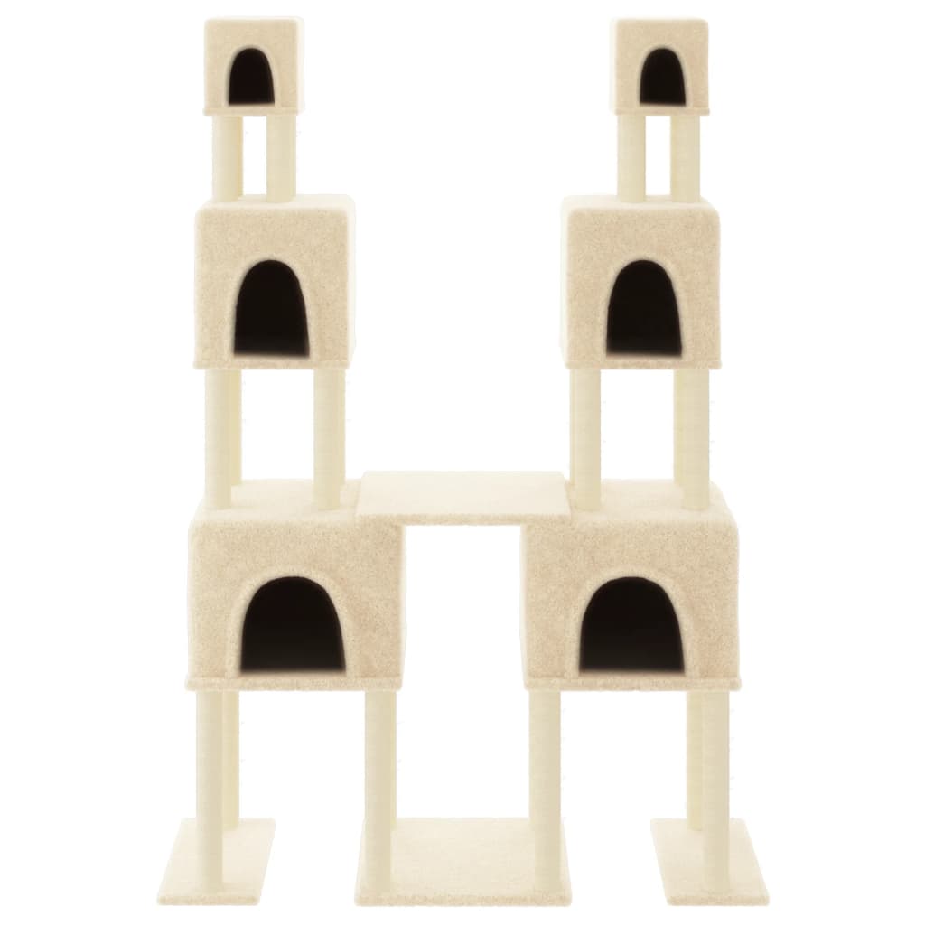 Árvore para gatos c/ postes arranhadores sisal 199 cm cor creme