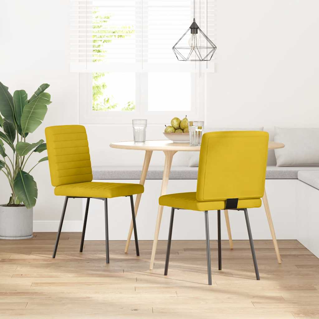 Cadeiras de jantar 2 pcs veludo amarelo