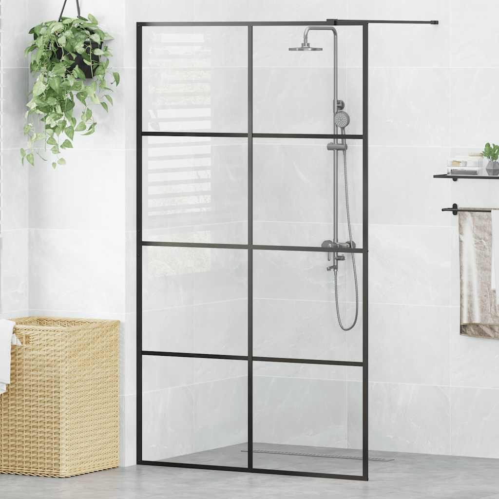 Divisória de chuveiro c/ vidro transparente esg 115x195cm preto