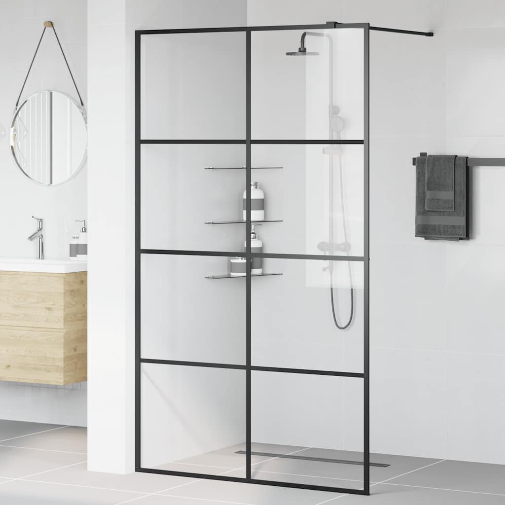 Divisória de chuveiro c/ vidro transparente esg 115x195cm preto