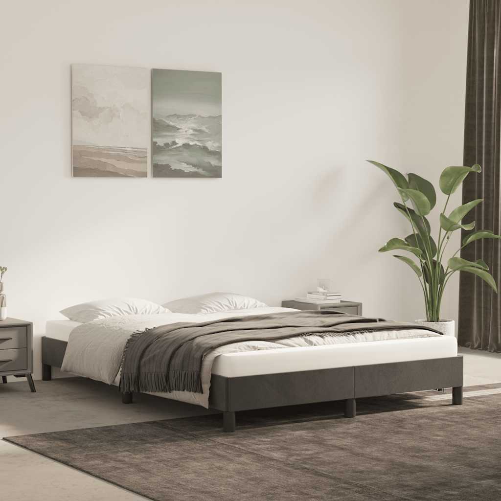 Estrutura de cama sem colchão 140x200 cm veludo cinzento-escuro