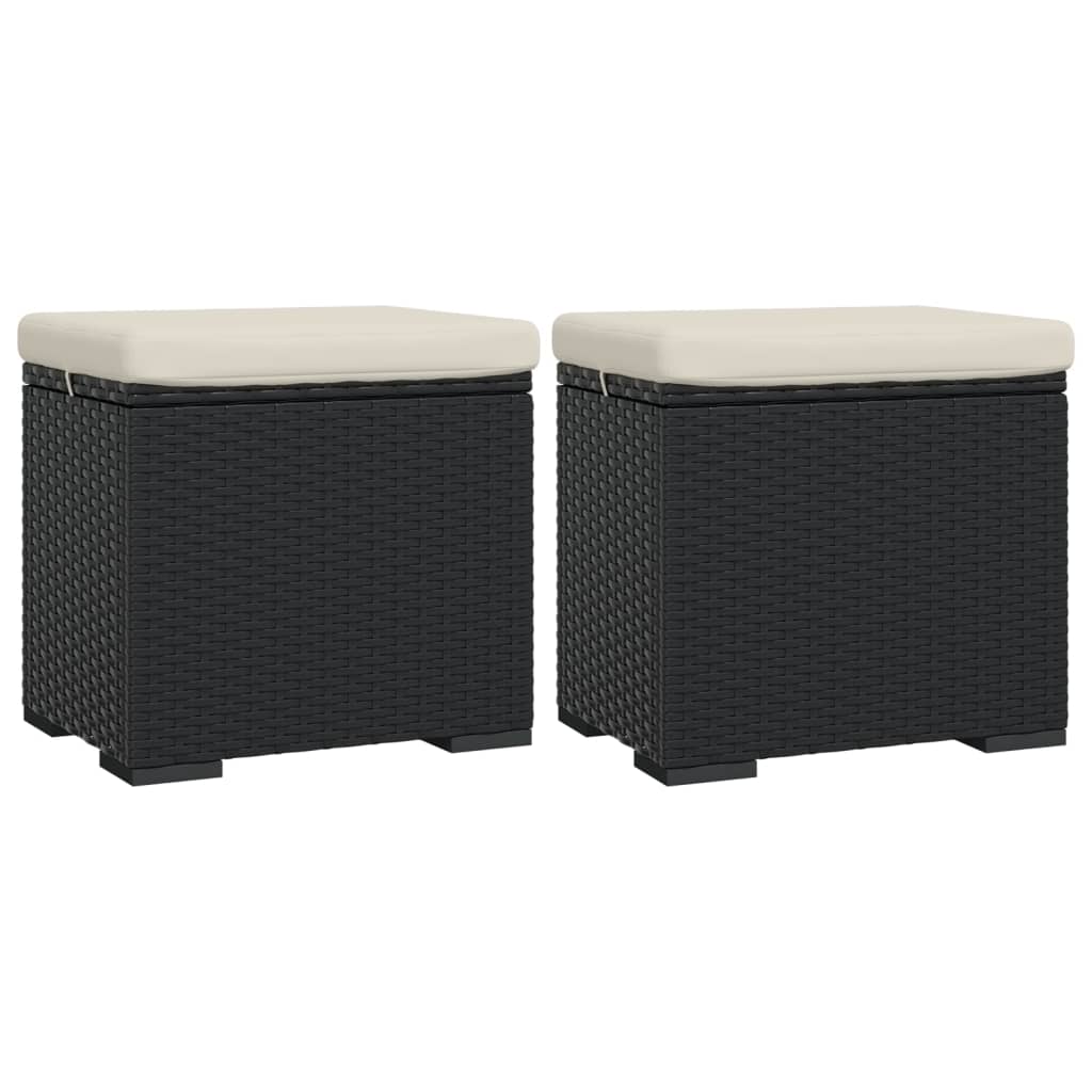 Otomanas com almofadões 2 pcs 40x30x40 cm vime PE preto