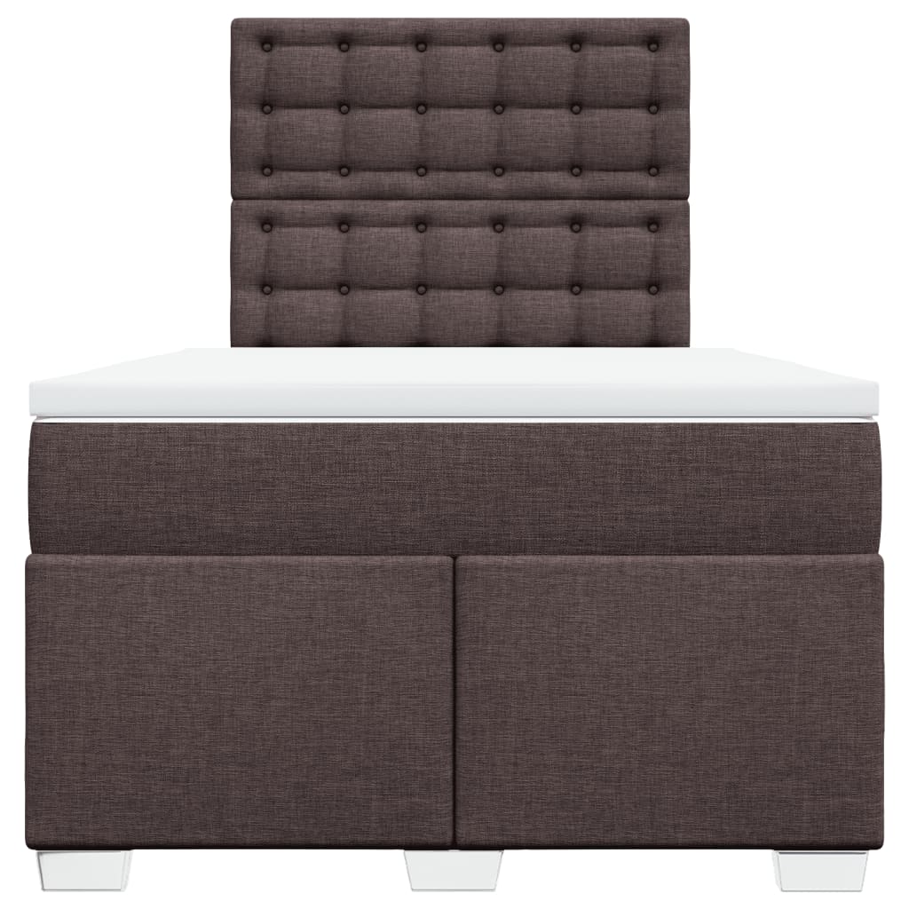 Cama boxspring com colchão 120x190 cm tecido castanho-escuro