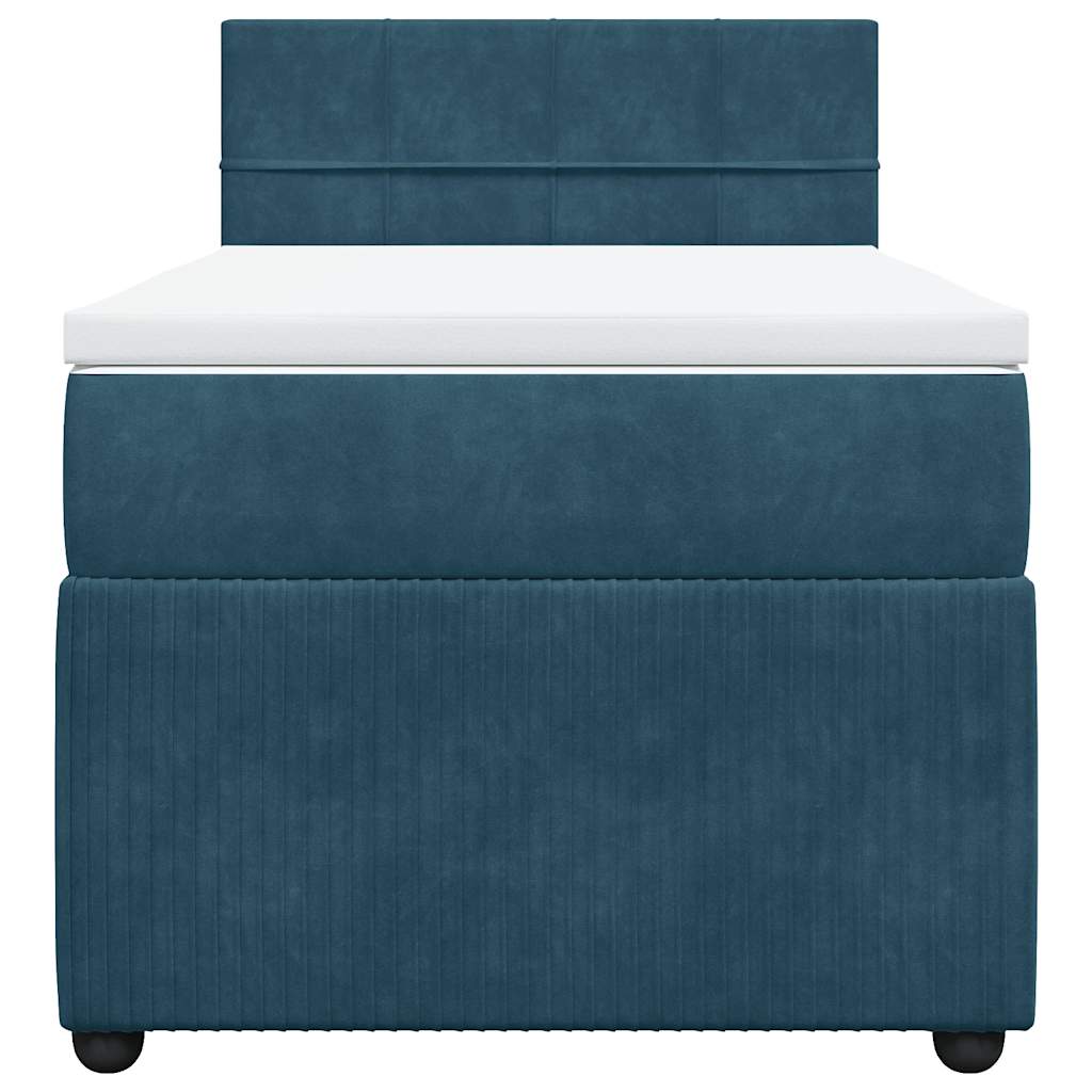 Cama boxspring com colchão 90x190 cm veludo azul