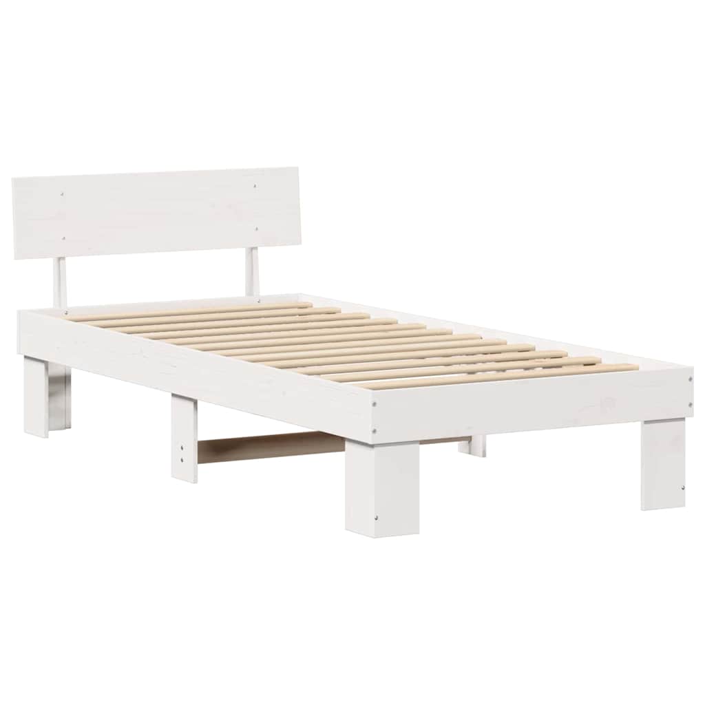 Estrutura da cama branco 80 x 200 cm madeira de pinheiro sólida