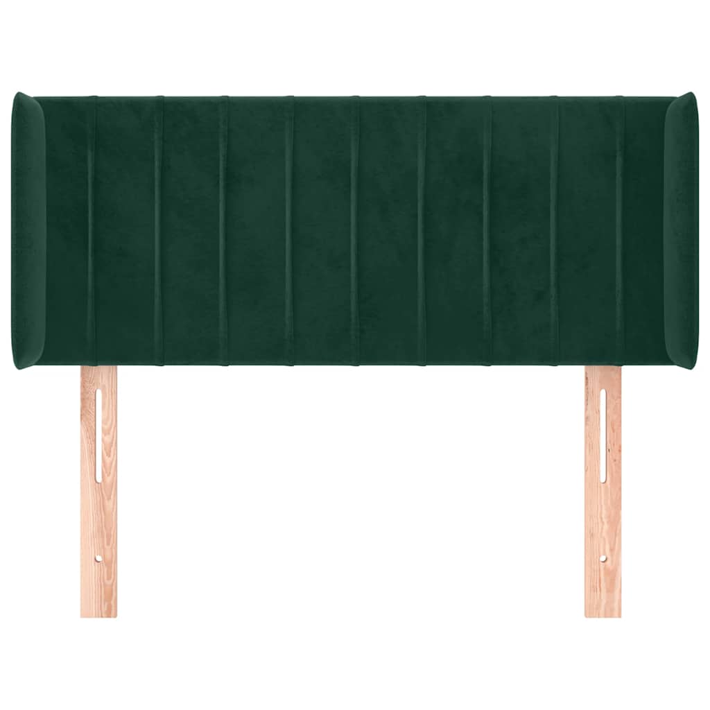 Cabeceira de cama c/ abas veludo 83x16x78/88 cm verde-escuro