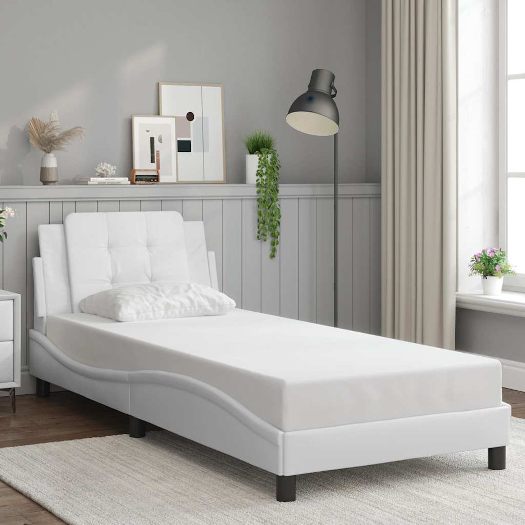 Estrutura de cama sem colchão zadar 100x200 cm couro artificial branco