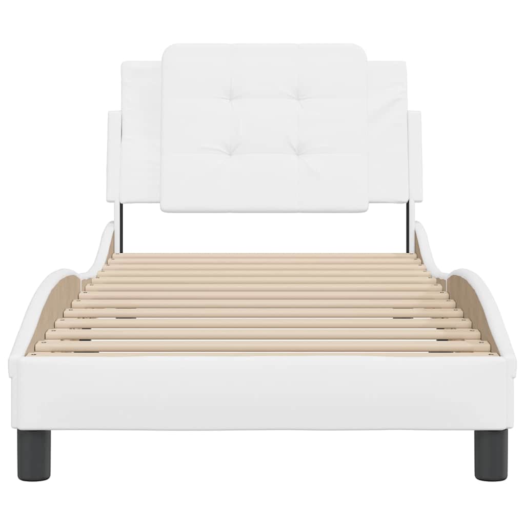 Estrutura de cama sem colchão zadar 100x200 cm couro artificial branco