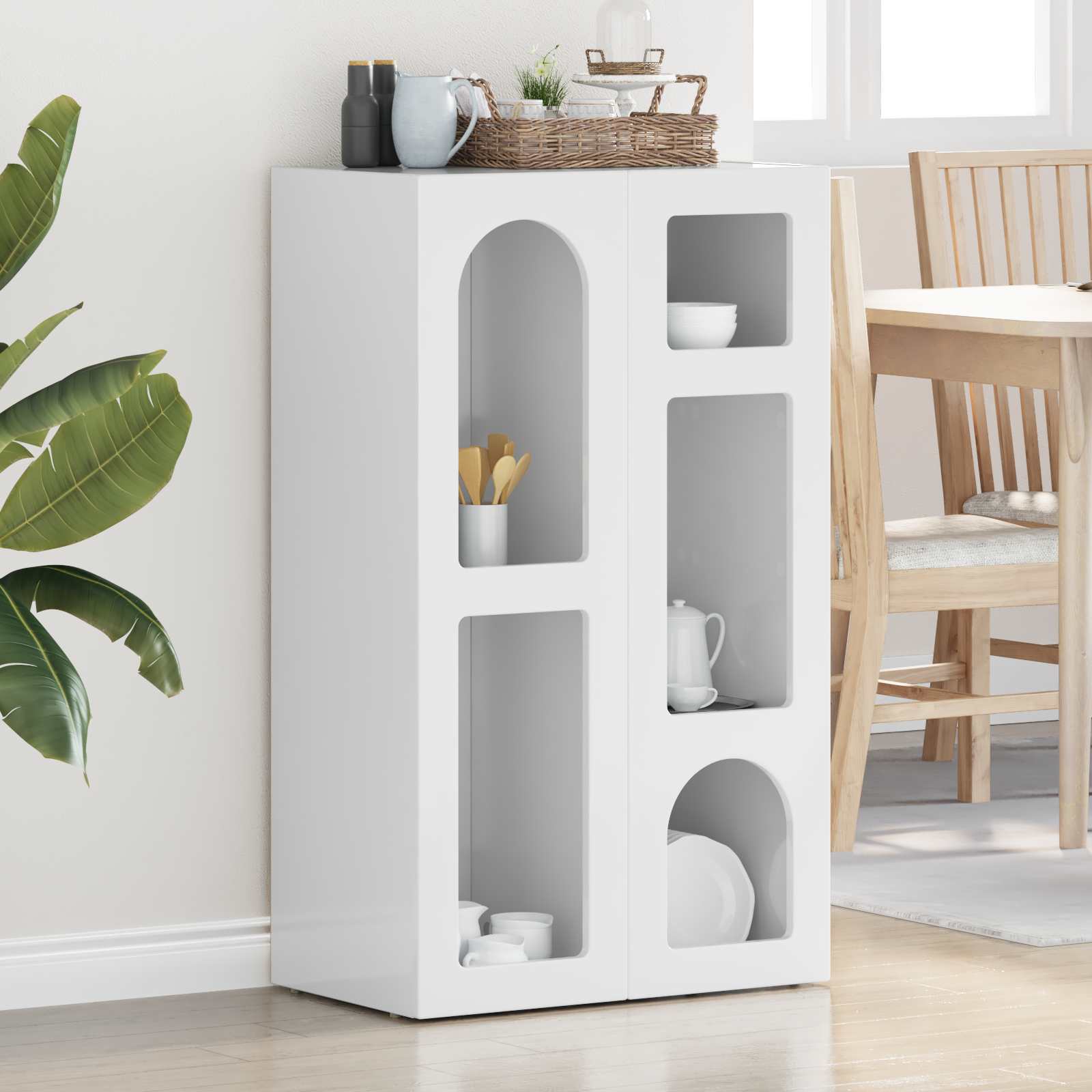Buffet elst branco brilhante 59 x 35 x 100,5 cm