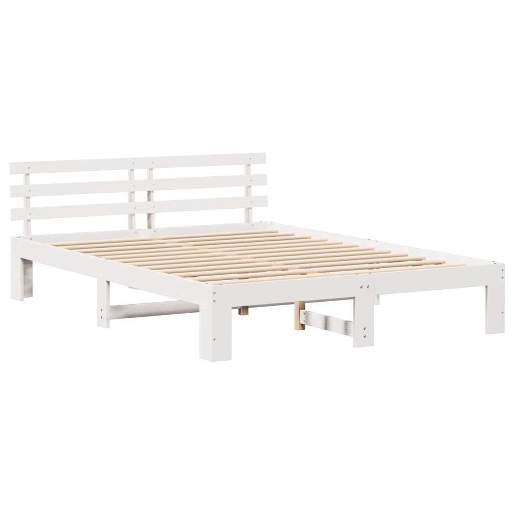 Estrutura da cama com cabeceira branco 160 x 200 cm
