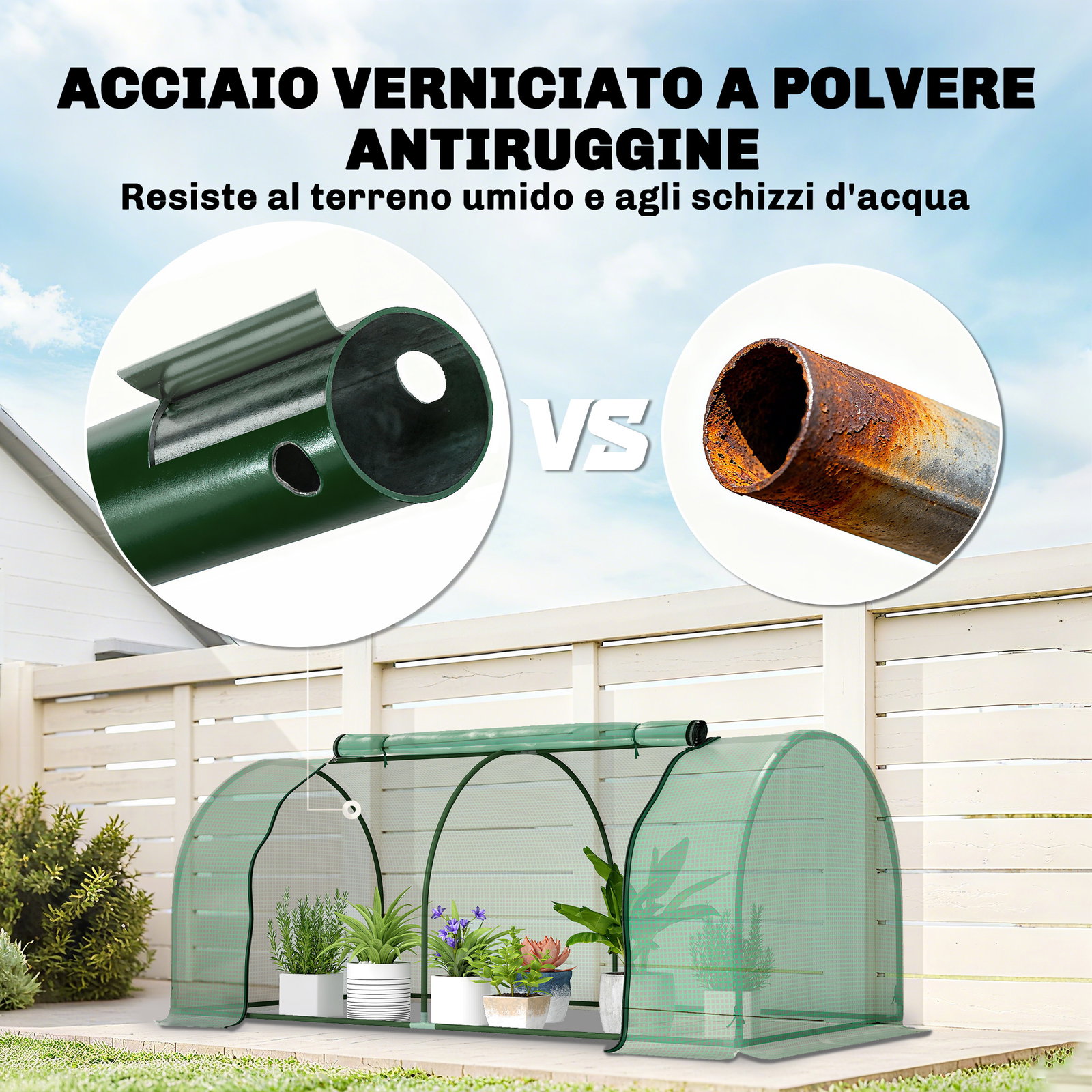 Estufa de jardim 200x100x80 cm para cultivo de plantas sementes estufa com estrutura de aço e cobertura de plástico verde