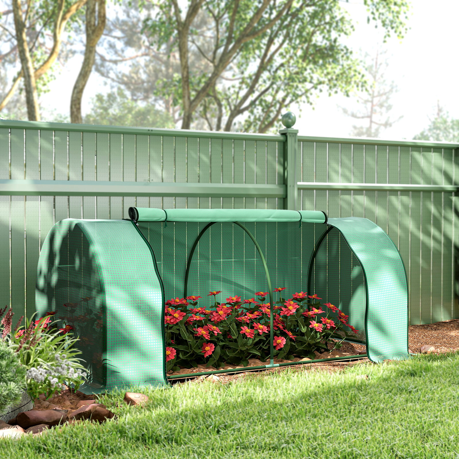 Estufa de jardim 200x100x80 cm para cultivo de plantas sementes estufa com estrutura de aço e cobertura de plástico verde