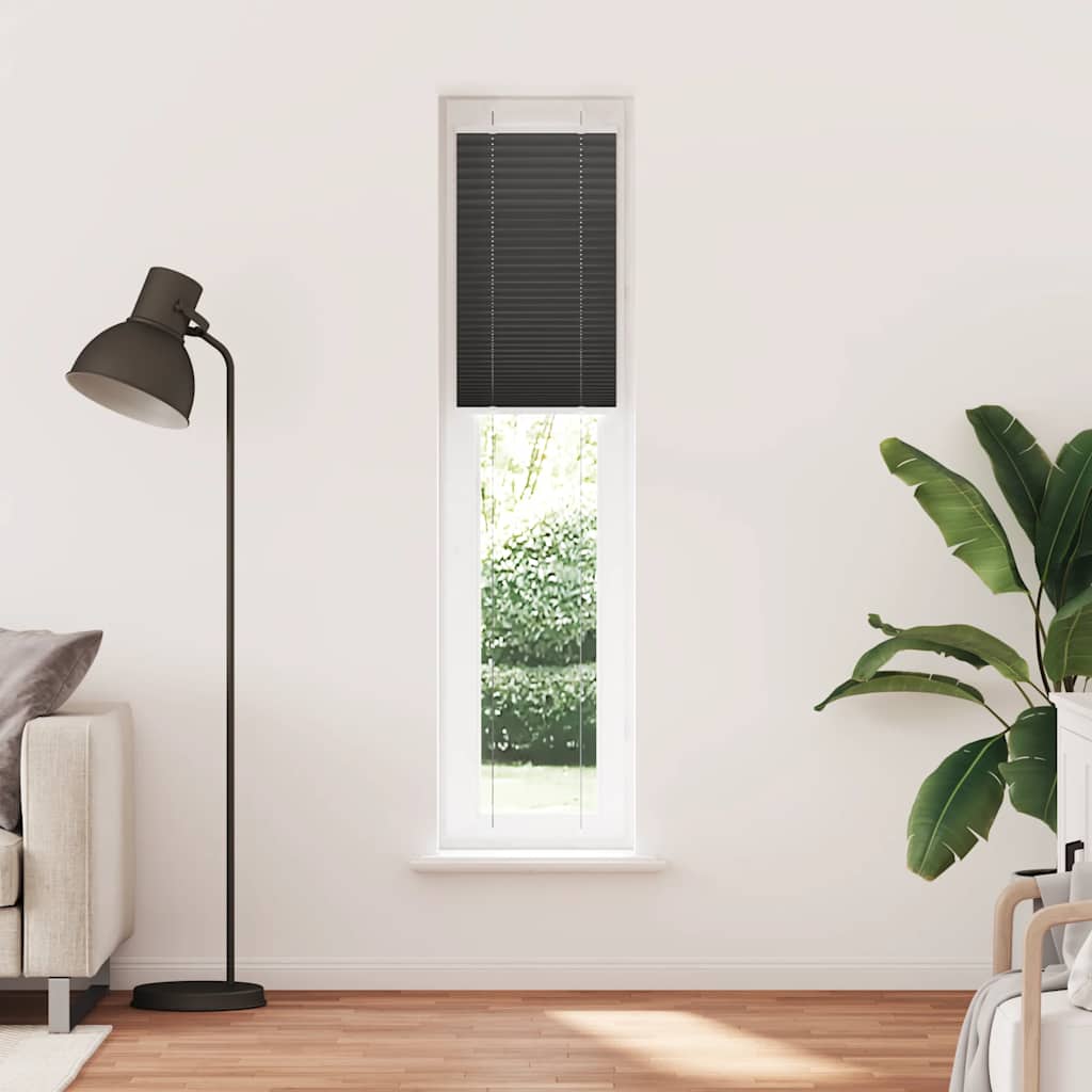 Preto plissada cega 40x200 cm largura tecido 39,4 cm poliéster