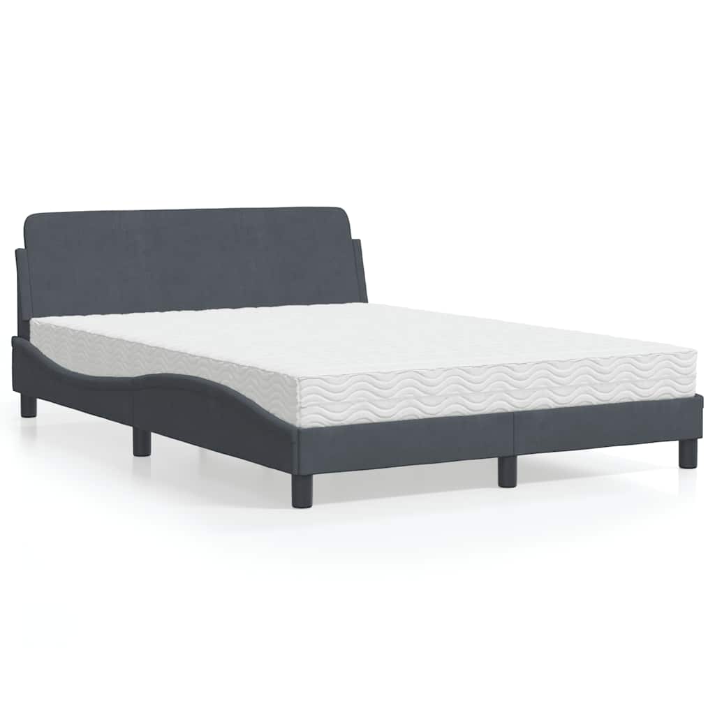 Cama com colchão dover 120x200 cm veludo cinzento-escuro